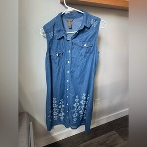 Bit & Bridle Denim Blue Dress with White Patterns